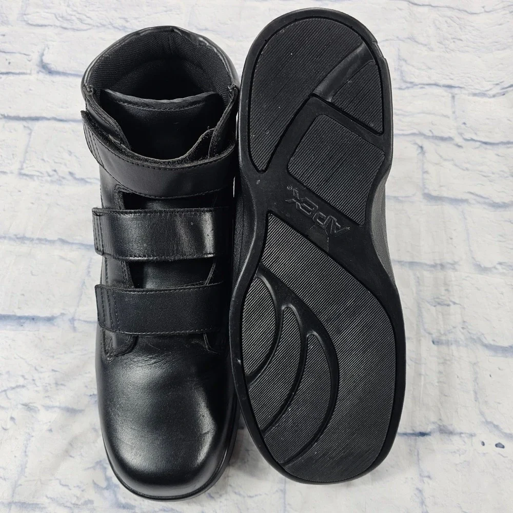 Apex Ambulator Walking Boots Men 11.5 Wide Black Leather Orthotic Diabetic Strap